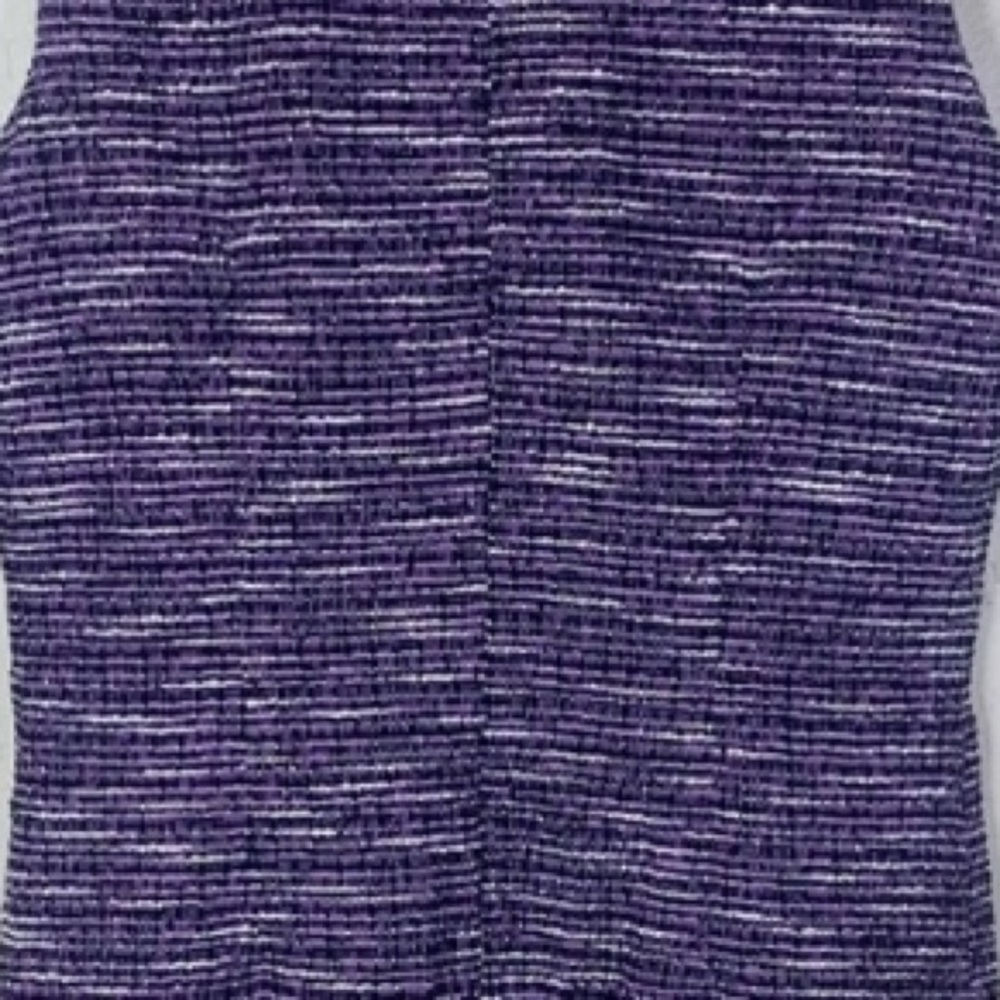 Karl Lagerfeld Paris Tweed Purple Black White Split Neck Sleeveless Shift Dress - Picture 6 of 8